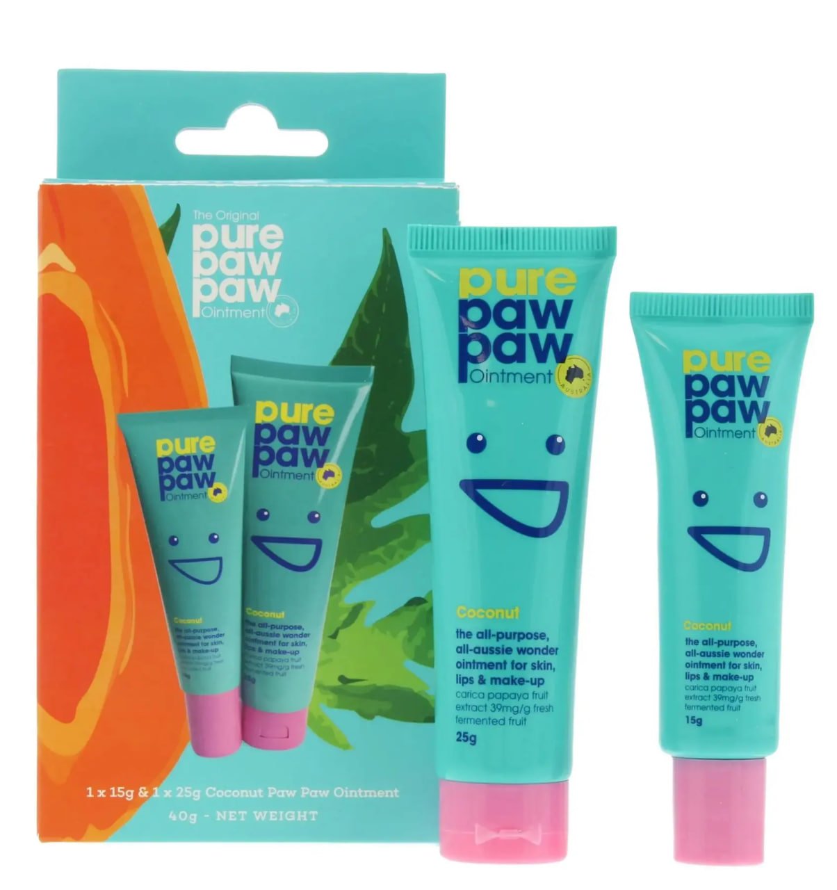 PURE PAW PAW DUO COCONUT Набір відновлюючих бальзамів для губ та тіла з ароматом кокосу