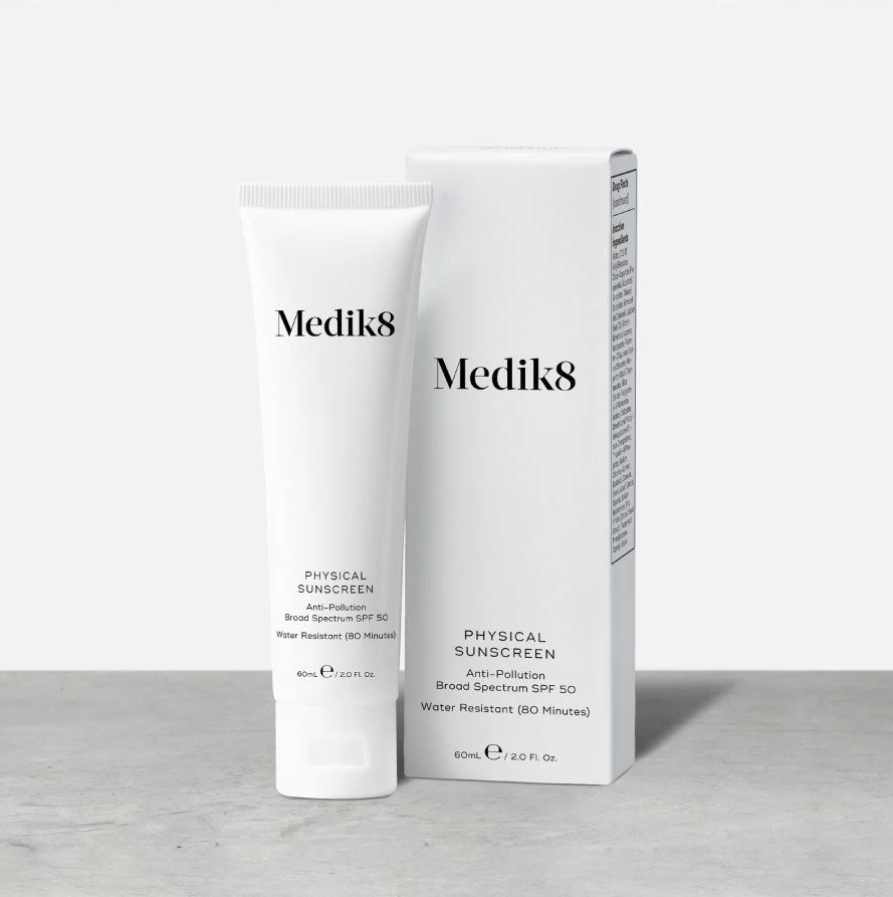 Medik8 PHYSICAL SUNSCREEN™ SPF50 Сонцезахисний крем із SPF 50 широкого спектру дії, технологією захисту від забруднення, водостійкий (до 80 хв),60 ml
